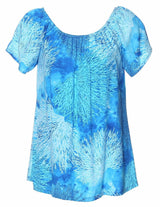 Off-Shoulder Hawaiian Peasant Blouse Island Reef