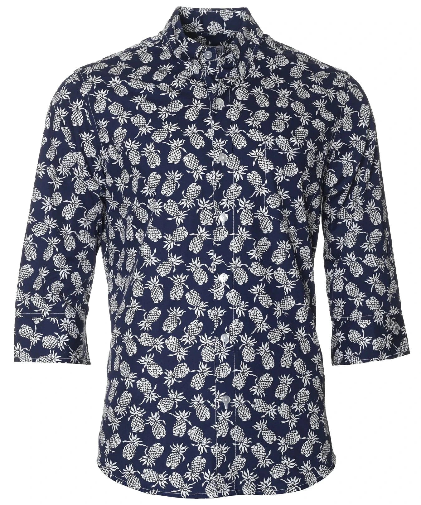 Pineapples Cotton Aloha Shirt 3/4 Sleeves