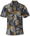 Tapa Mosaic Monstera Button-Up Hawaiian Shirt