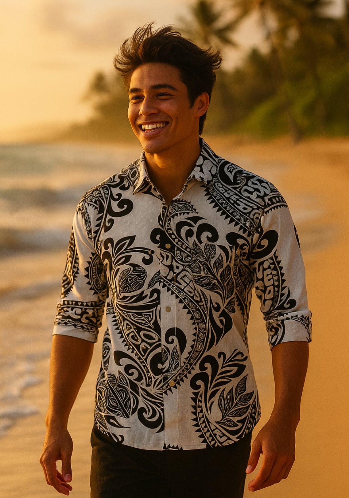 Vintage Long Sleeve Hawaiian Shirt Mens Long Sleeve Hawaiian