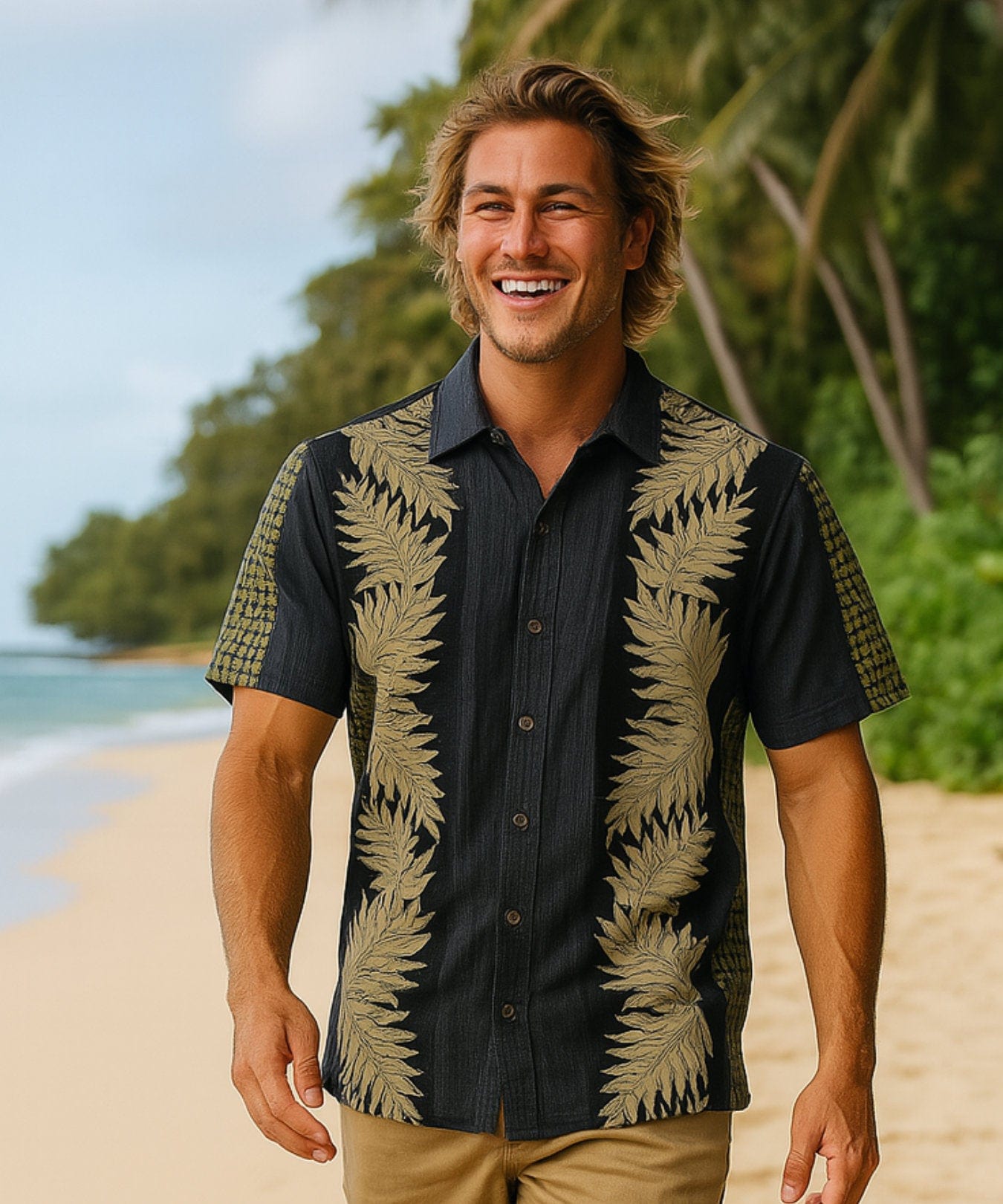 Hilo Cotton Button-Up Prime Aloha Shirt Ash
