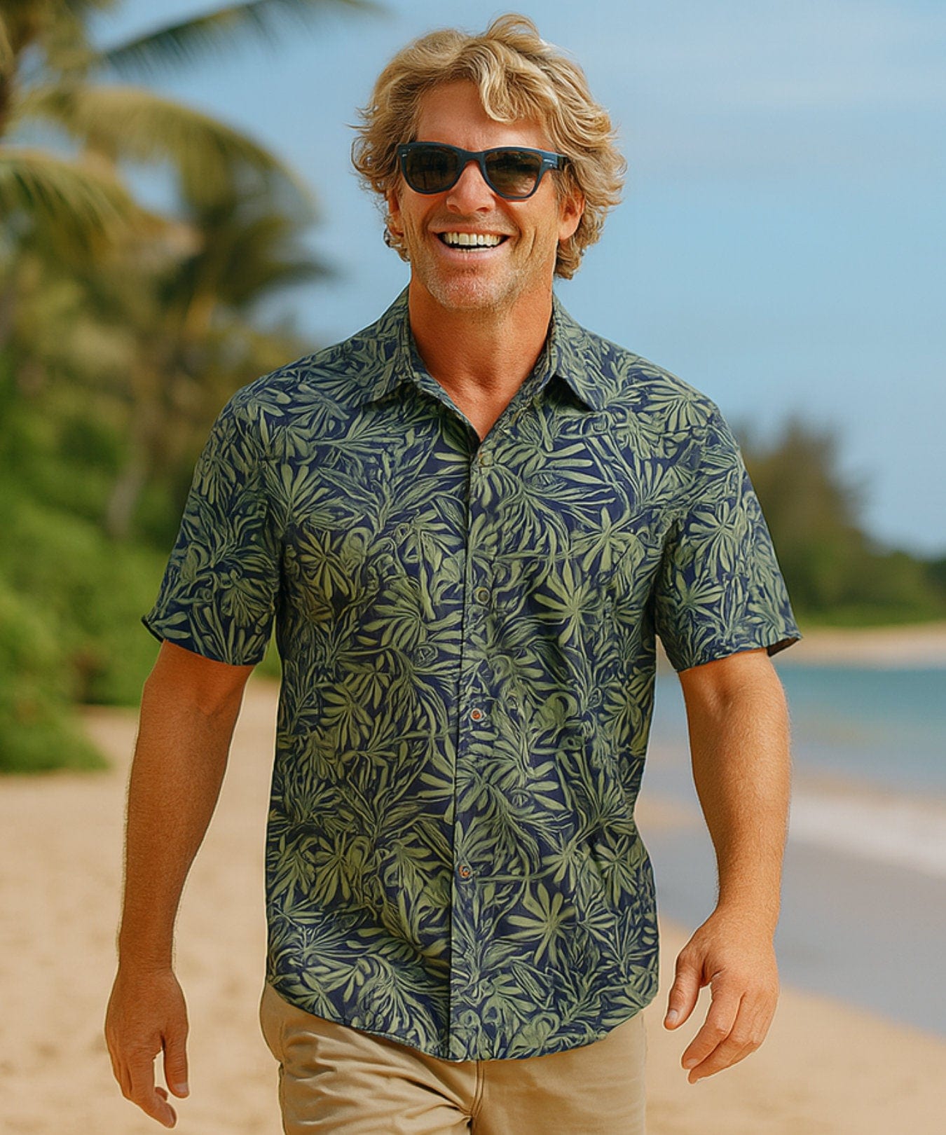 Forest Button-Up Collar Dress Hawaiian Shirt Purple