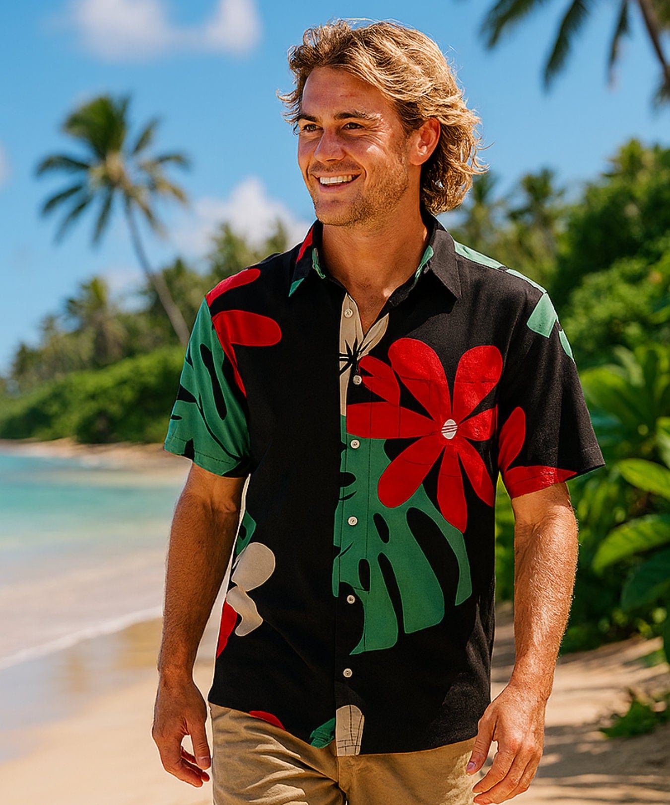 Tiare Monstera Men's Button Up Aloha Shirt | Aloha Shirts Club