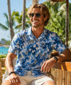 Open Collar Monstera Short sleeves Aloha Shirt Blue
