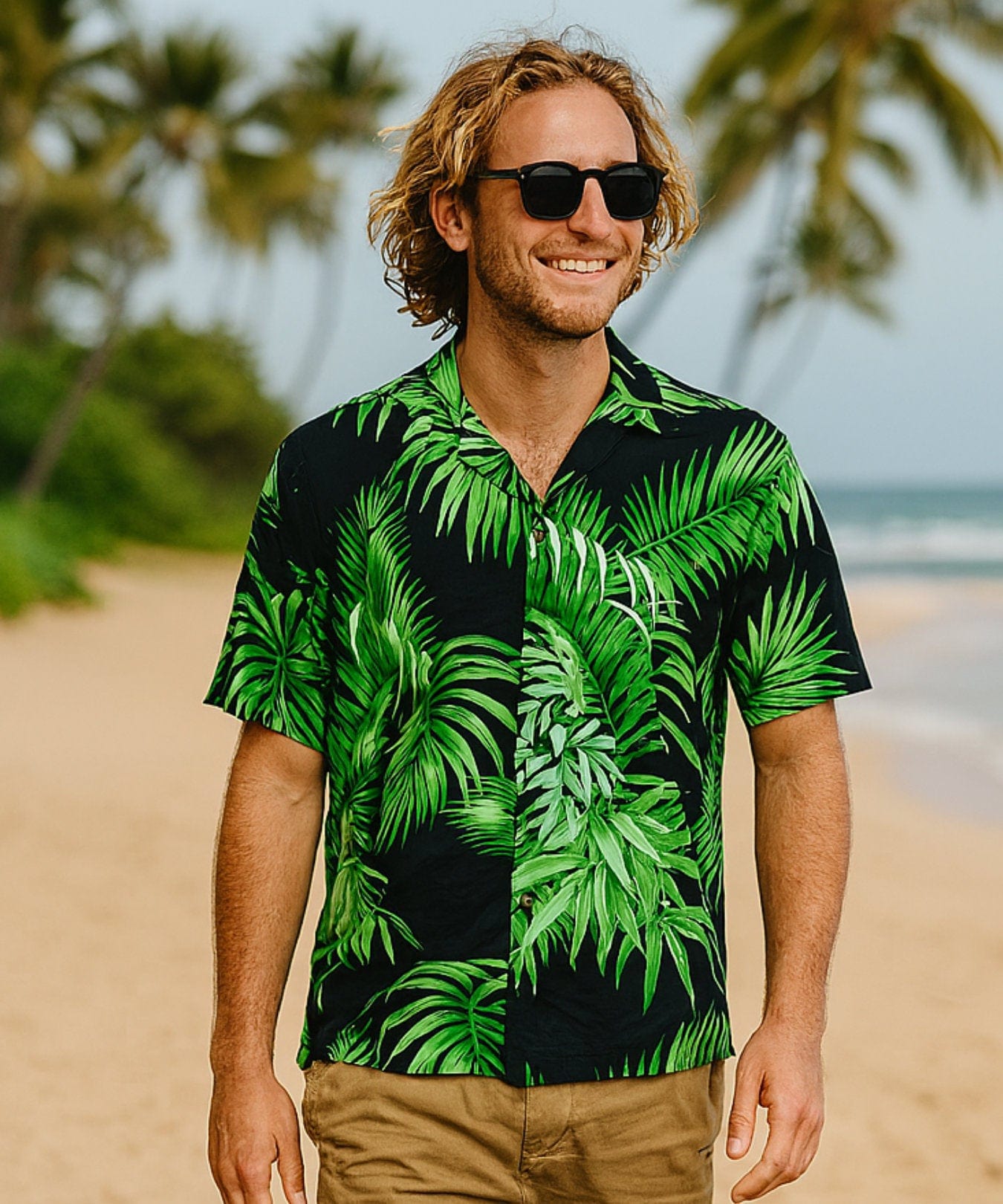 Areca Resort Palms Men's Rayon Shirt Green