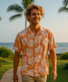 Short Sleeves Relax Fit Rayon Aloha Shirt Coral