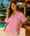 Honolulu Leis Women Camp Shirt Pink