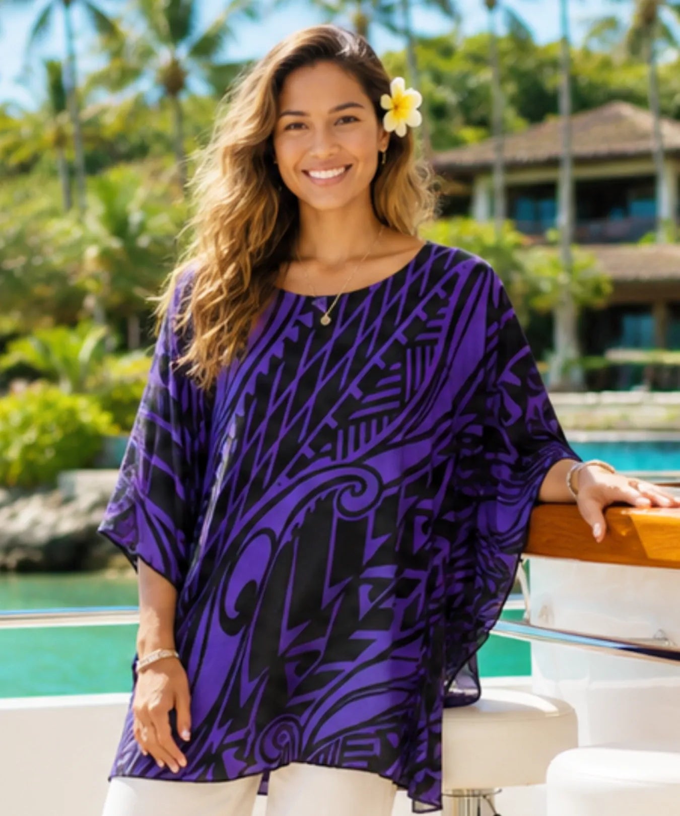Ilima Rayon Tribal Caftan Poncho Ladies Blouse Purple