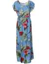Hibiscus Cap Sleeves Full Length Hawaiian Dress