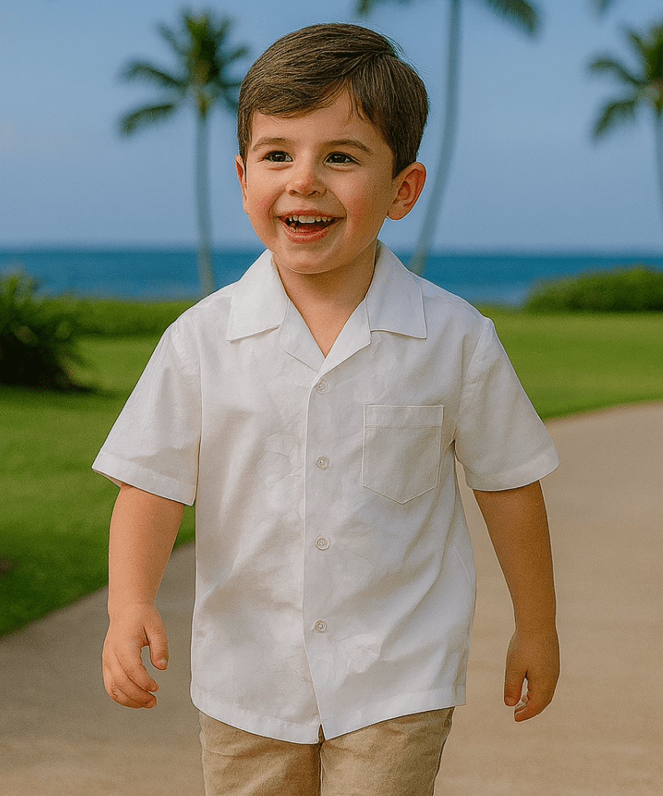 Honolulu Boys White Hawaiian Shirt White