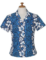 Flower Leis Fitted Hawaiian Blouse