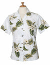 Orchids Makani Camp Women's Aloha Shirt White