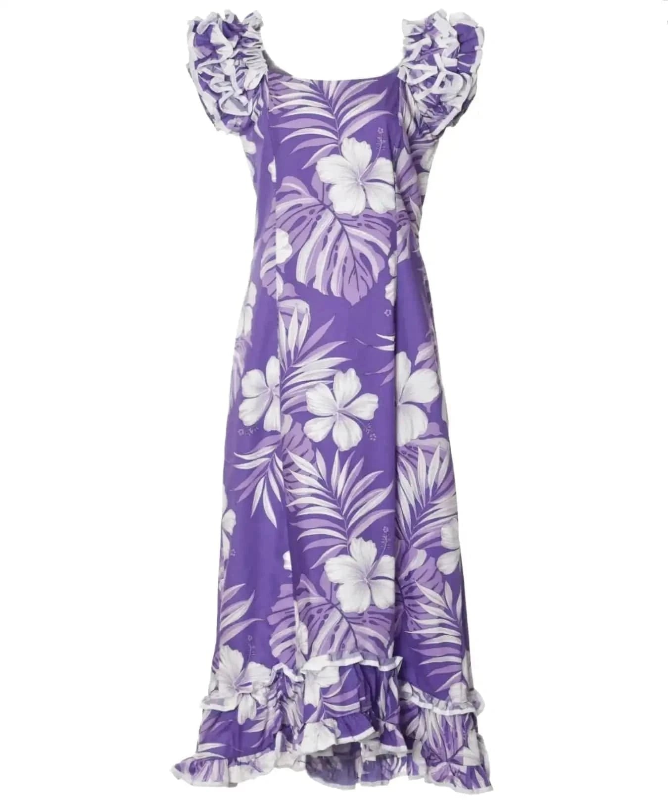 White Palekaiko Hawaiian Muumuu Dress