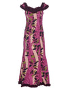 Ilima Flower Lei Poly Cotton Long Ruffled Muumuu Dress Dark Fuchsia