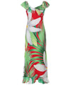 Cap Sleeves Long Ruffled Muumuu Dress Tea Length Dress