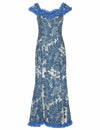 Hibiscus Flower Lei Long Muumuu Ruffle Dress