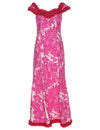 Hibiscus Flower Lei Long Muumuu Ruffle Dress