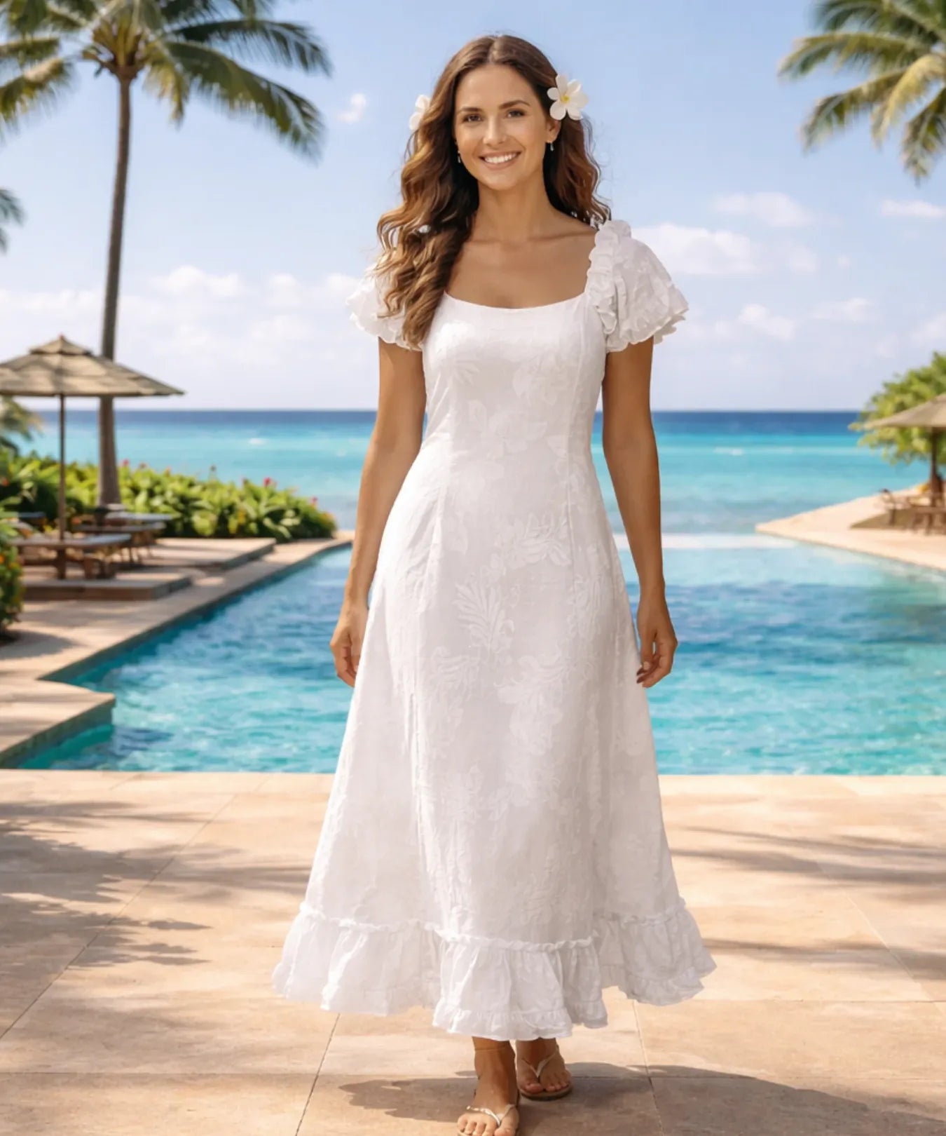 Long Muumuu Wedding Dress | Aloha Shirts Club White / XS