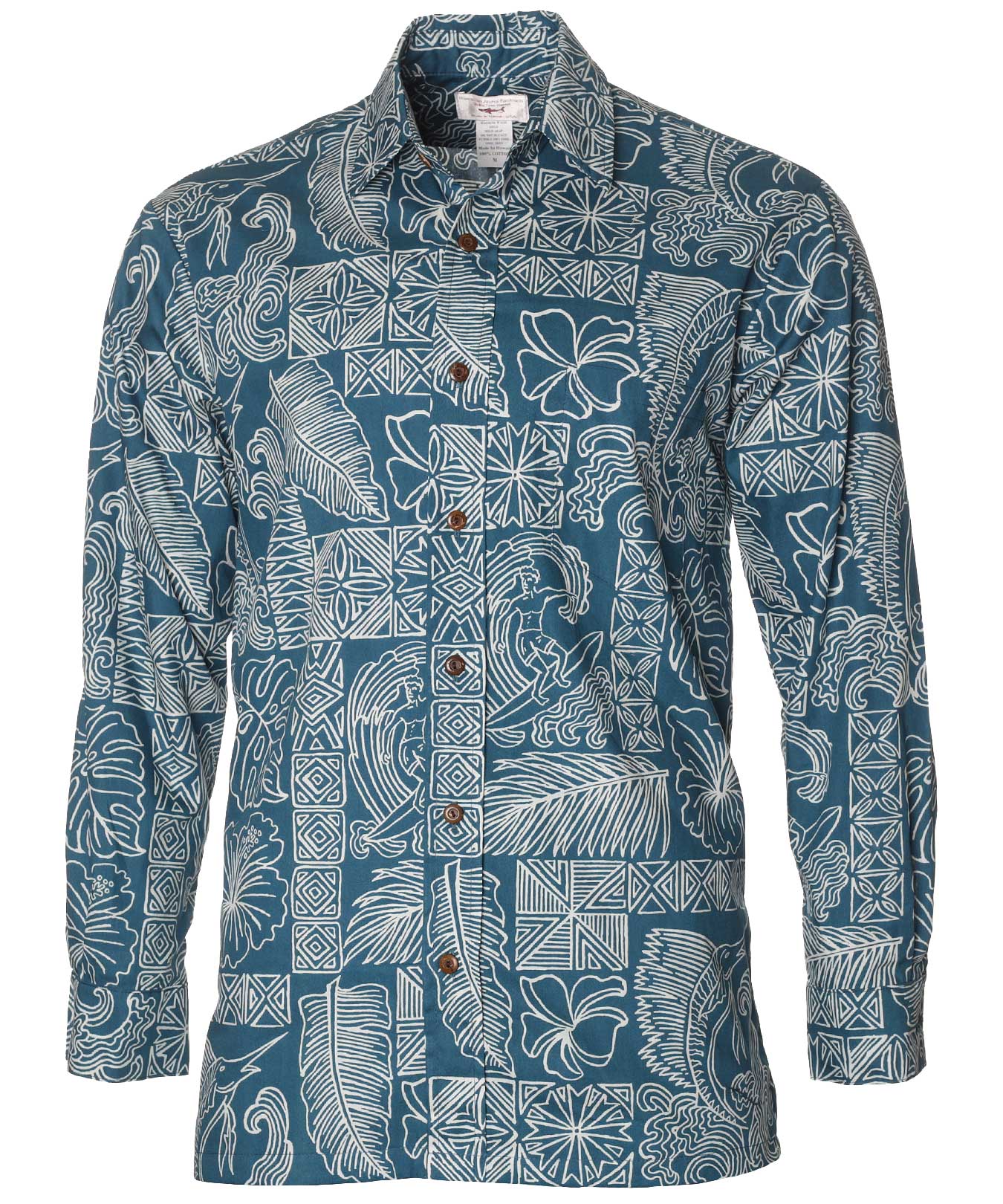 Surfer Tapa Long Sleeves Kauai Aloha Shirt