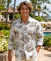 Hawaiian Voyage Men's Long Sleeves Aloha Shirt Natural