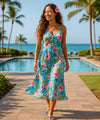 Side Pockets Cocktail Long Maxi Hawaiian Dress Jade