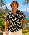 Magnum PI Anthurium Men's Aloha Shirt Black Men's Rayon Shirts