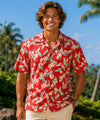 Magnum PI Anthurium Men's Aloha Shirt Red Men's Rayon Shirts