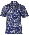 Monstera Polyester Spandex Polo Aloha Shirt Men's Poly Cotton Shirt