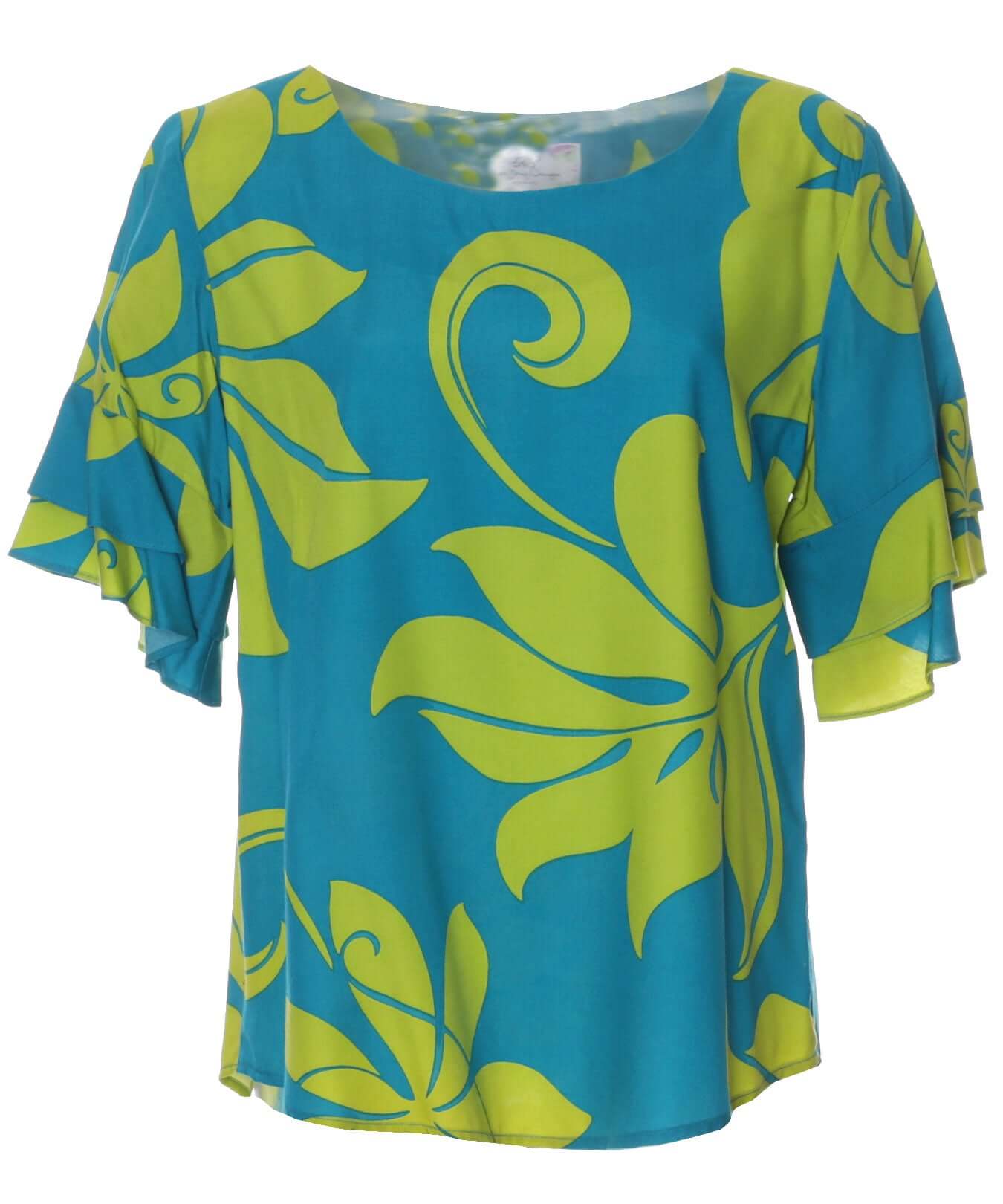 Double Ruffle Layered Rayon Short Sleeve Blouse