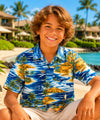 Outrigger Boy's Cotton Aloha Shirt Navy