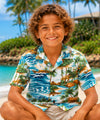 Outrigger Boy's Cotton Aloha Shirt Slate