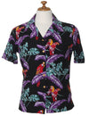 Jungle Bird Parrots Rayon Camp Hawaiian Blouse