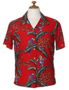 Jungle Bird Parrots Rayon Camp Hawaiian Blouse