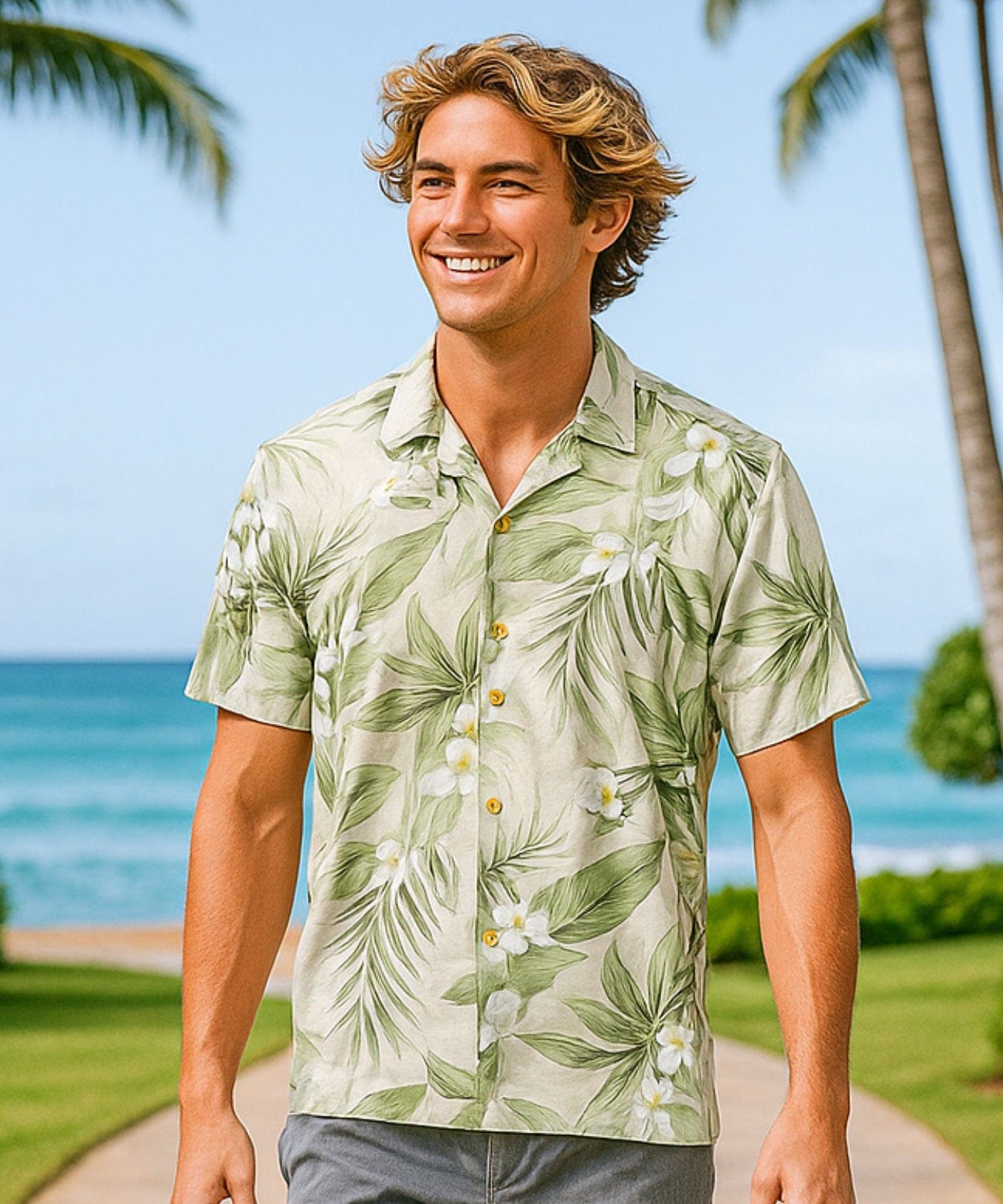 Relaxed Fit Open Collar Ginger Aloha Shirt | Aloha Shirts Club