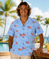 Patriot Aloha Hawaiian Men's Shirt Light Blue