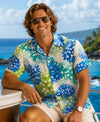 Island Quilt Rayon Open Pointed Aloha Shirt Cream Men's Rayon Shirts
