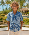 Rayon Pineapples Boys Aloha Shirt Blue