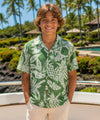 Rayon Pineapples Boys Aloha Shirt Green