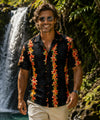 Rayon Poplin Short Sleeves Aloha Shirt Black Men's Rayon Shirts