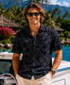 Relaxed Fit Rayon Poplin Black Aloha Shir