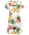 Plumeria Short Sleeves Bias Cut Pullover Hawaiian Dress Short Sleeves Dress