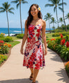Hibiscus Watercolor Spaghetti Short Dress Red