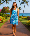 Short Poly Span Pull Over Hawaiian Dress Ocean Blue