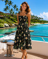Bamboo Smock Hawaiian Dress Black One Size Fits Most XS-XL
