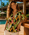 Heliconias Women's Rayon Camp Blouse Black