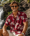 Star Orchid Rayon Hawaiian Shirt Burgundy Men's Rayon Shirts