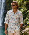 3/4 Sleeves Surf Slim Fit Cotton Aloha Shirt White
