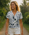 V-Neck Rayon Cap Sleeves Ladies Blouse Gray