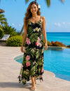 V-Neckline Sleeveless Bodice Style Long Dress Black Long Maxi Dress