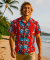 Night-Blooming Retro Rayon Aloha Men's Shirt Fire